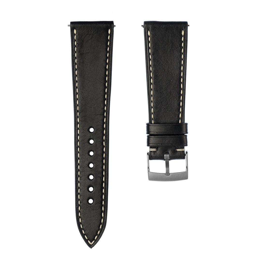 Vegan Leather Watch Strap Vintage Black