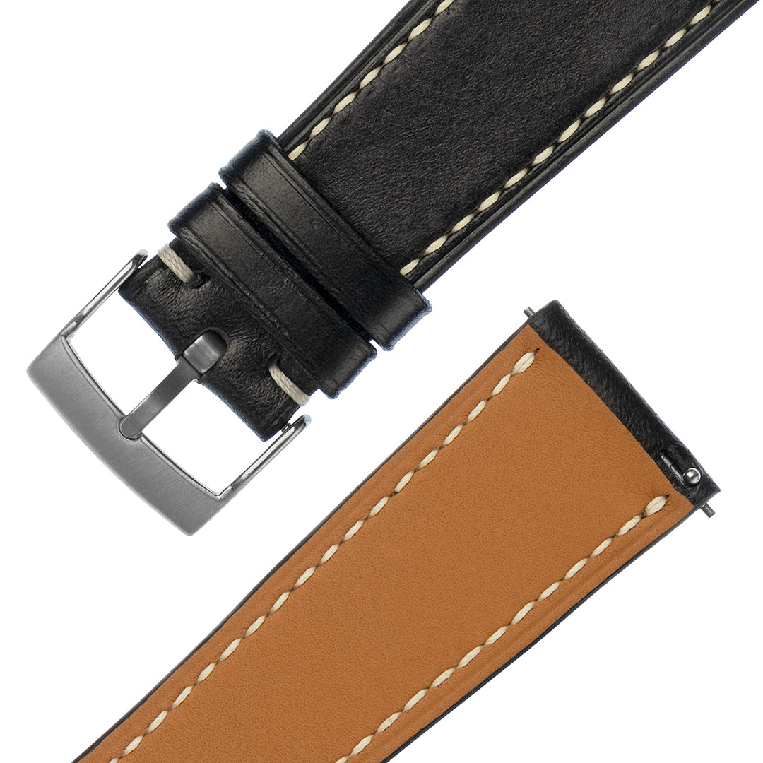 Vegan Leather Watch Strap Vintage Black