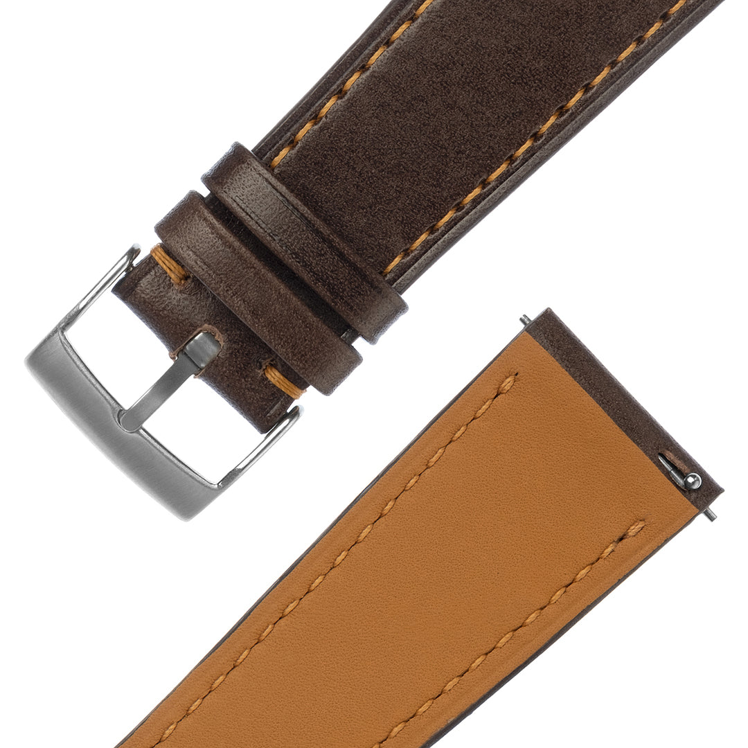 Vegan Leather Watch Strap Vintage Dark Brown