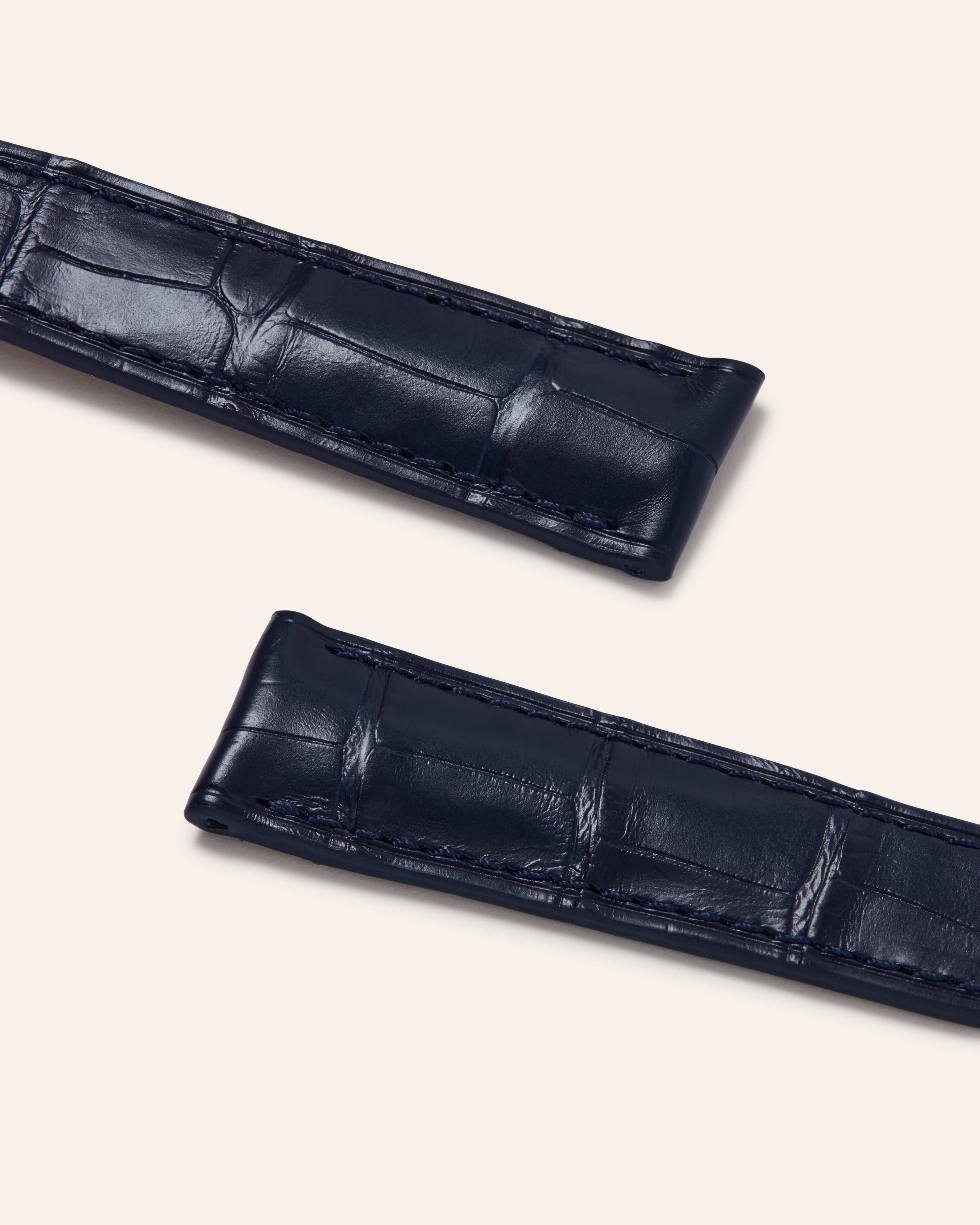 Alligator Classic Watch Strap in Matte Midnight Blue Square Scales