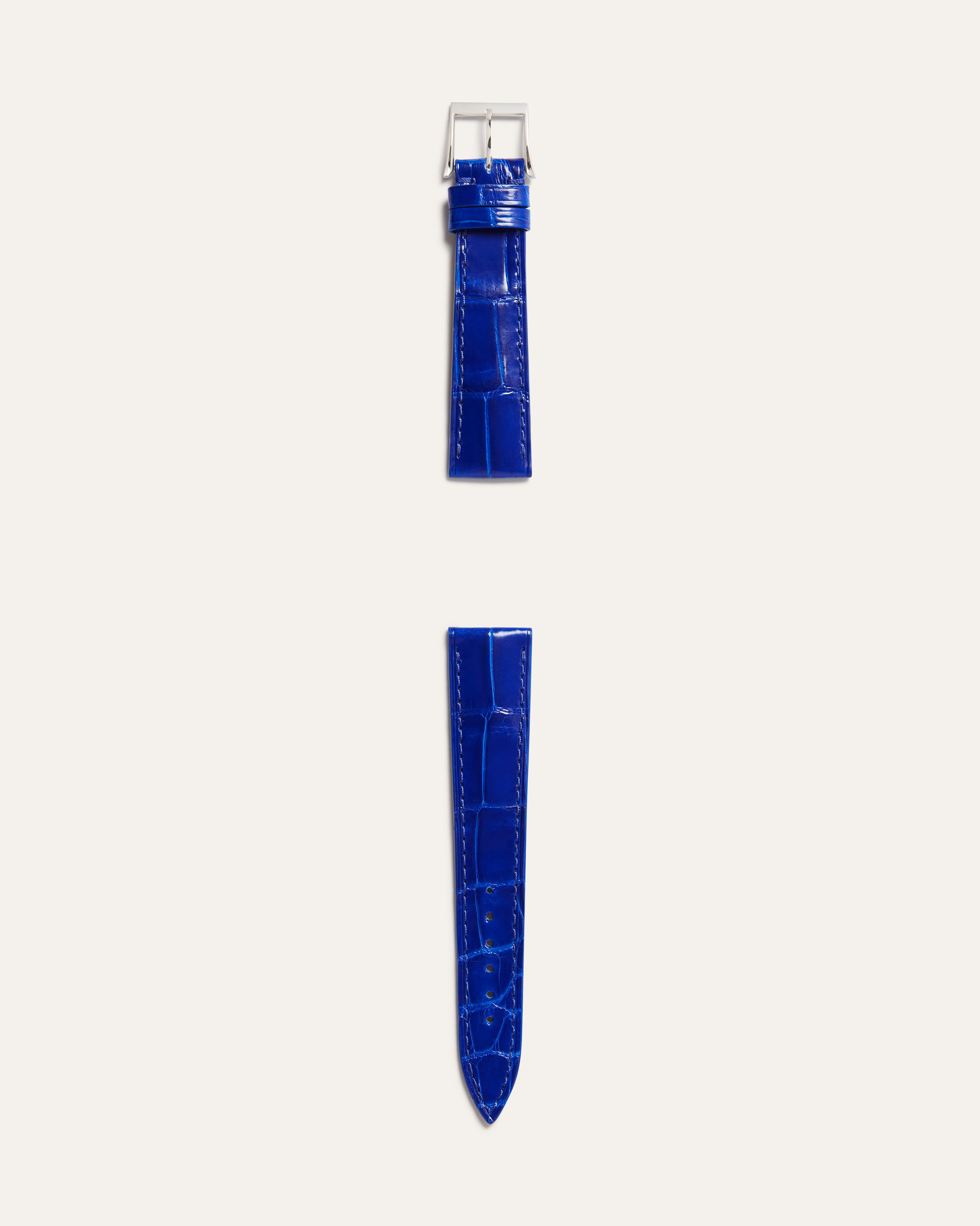 Alligator Classic Watch Strap in Shiny Royal Blue Square Scales