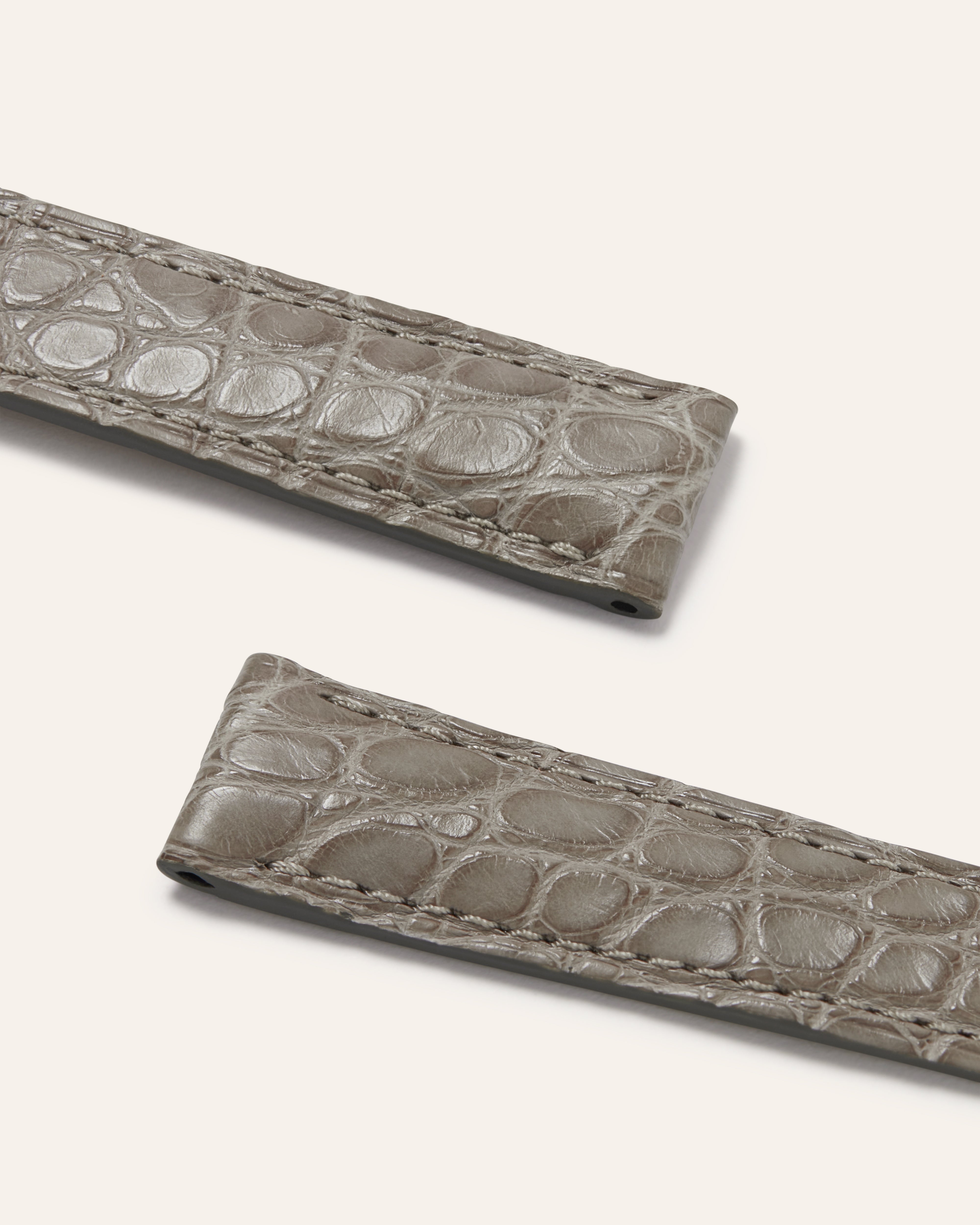 Alligator Classic Watch Strap in Matte Taupe Round Scales