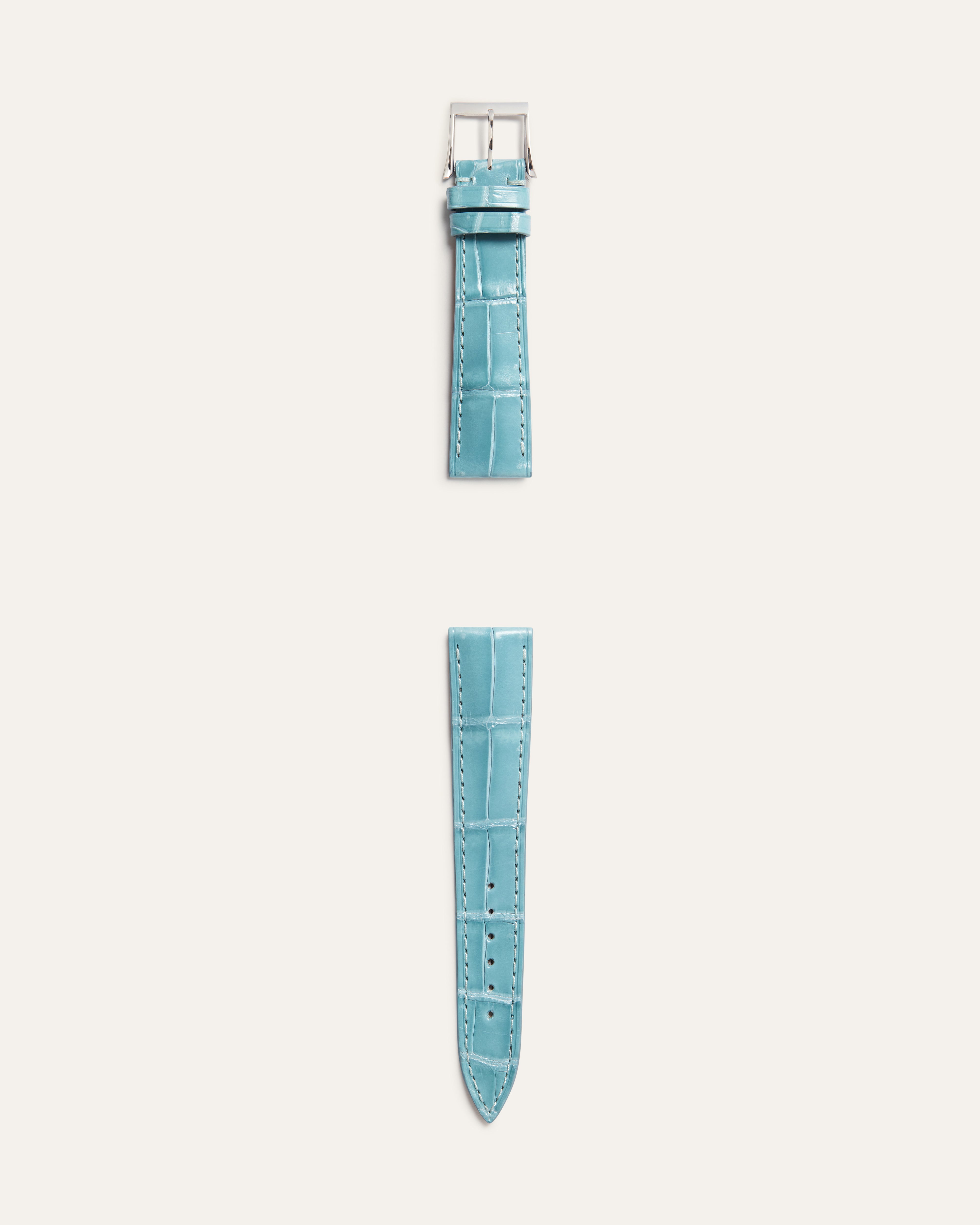 Alligator Classic Watch Strap in Shiny Sky Blue Square Scales