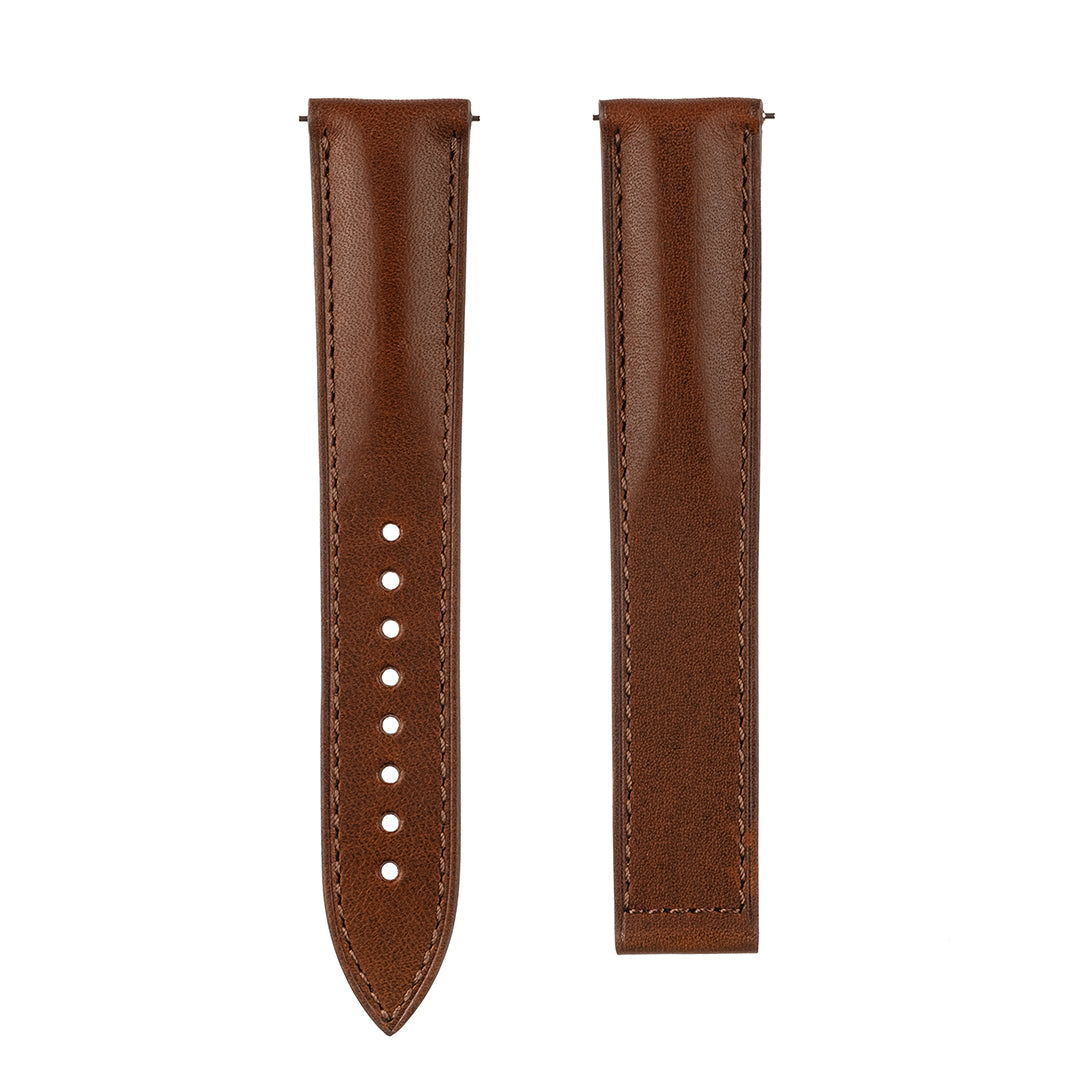 Omega Style Deployant Strap Horween Leather Peacan Brown