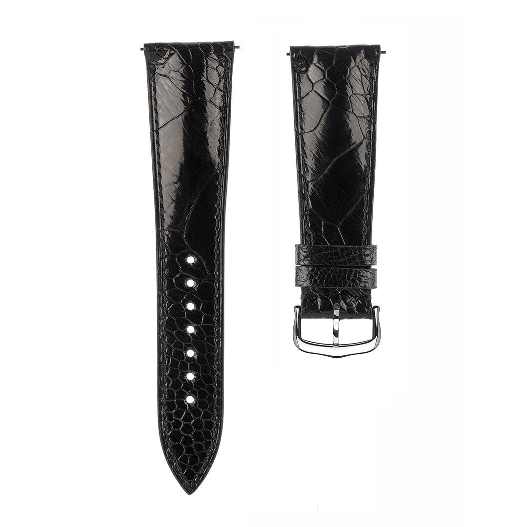 Jet Black Ostrich Watch Strap