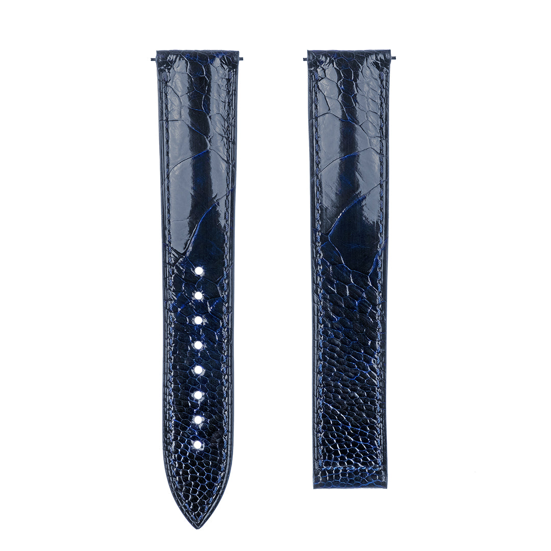 Omega Style Deployant Strap 
Ostrich Skin Midnight Blue