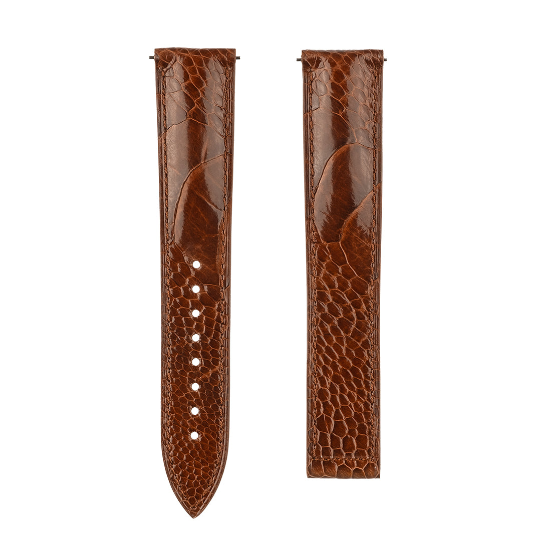 Omega Style Deployant Strap 
Ostrich Skin Brown