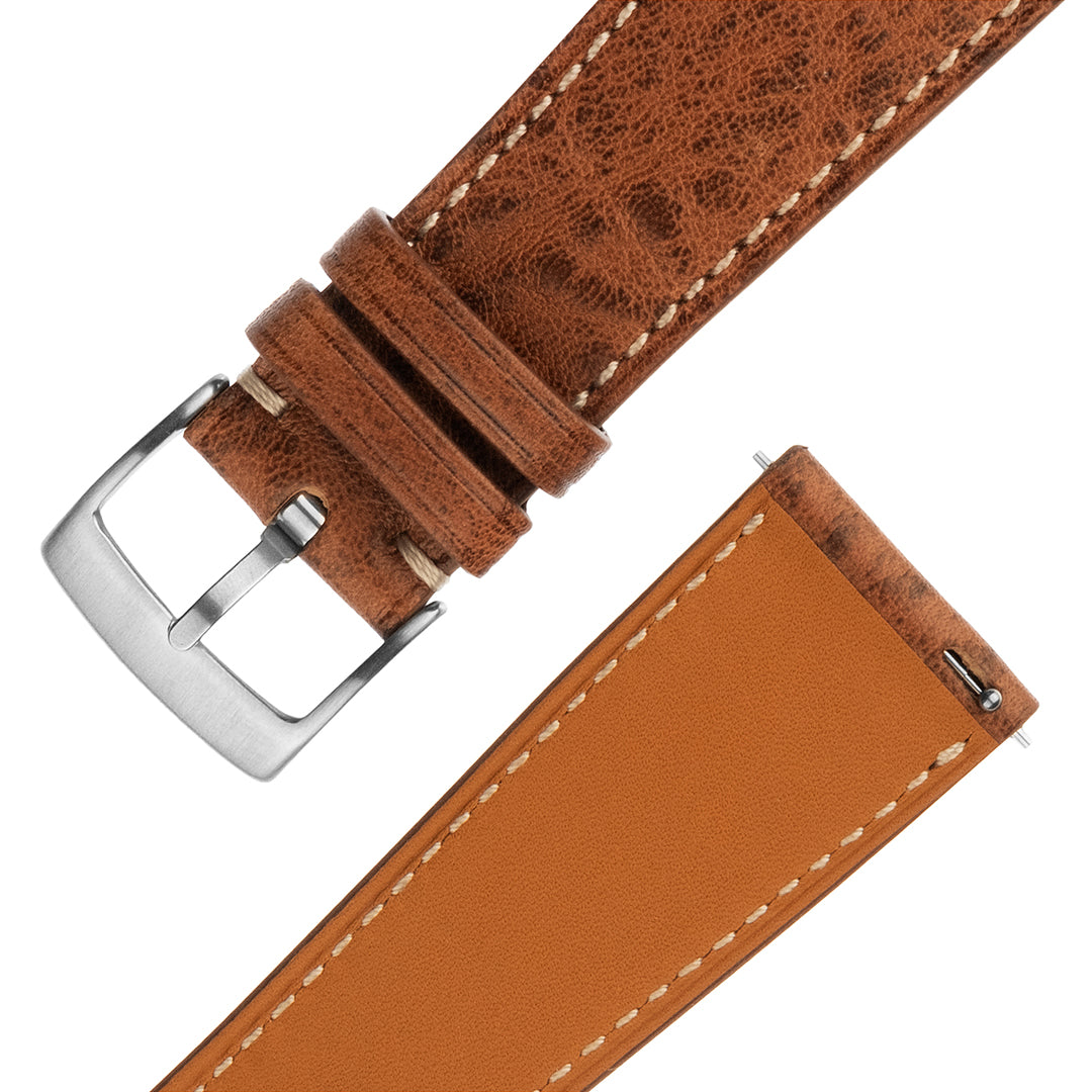 Calfskin Leather Watch Strap Vintage Brown