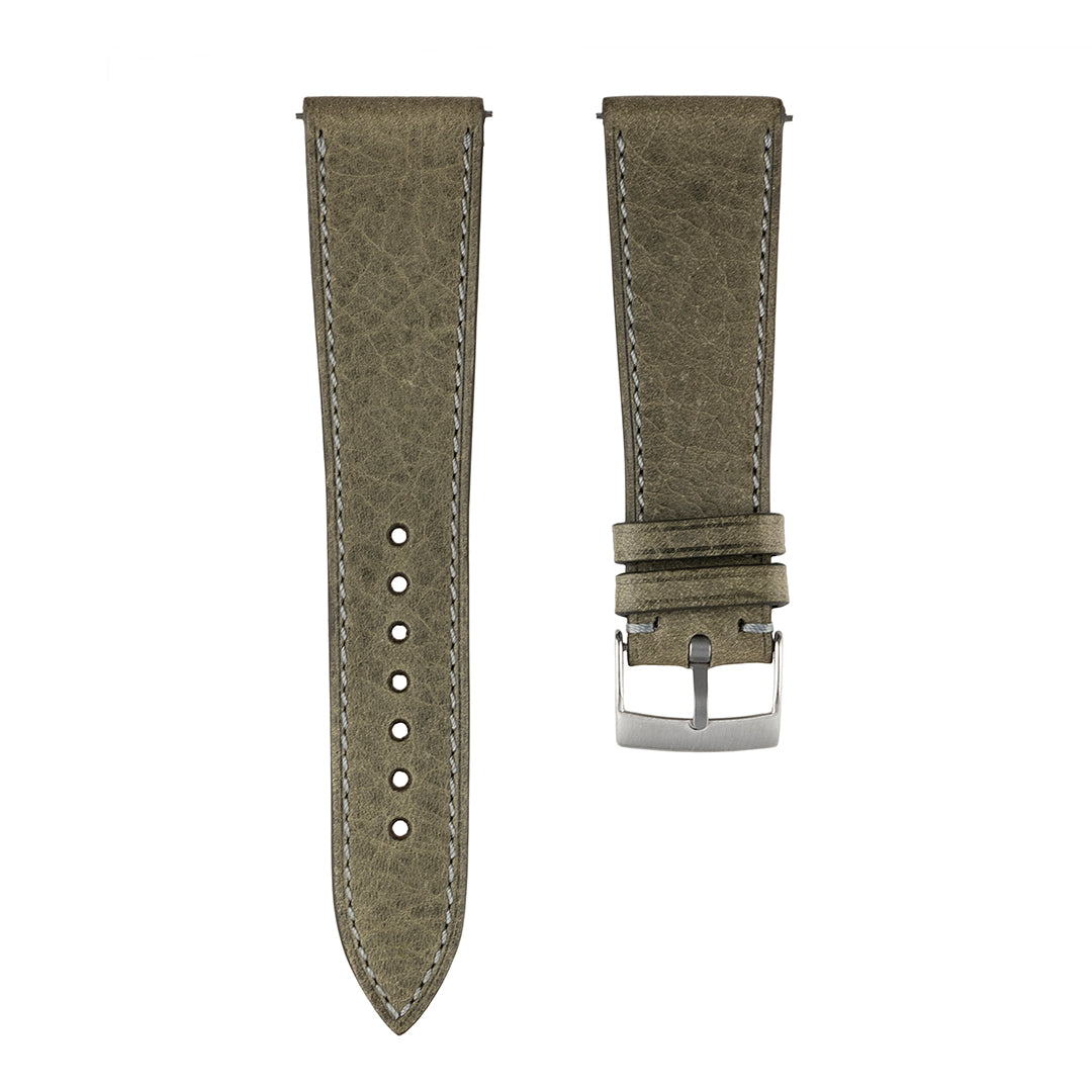 Vintage Leather Watch Strap Italian Badalassi Wax Steel Grey