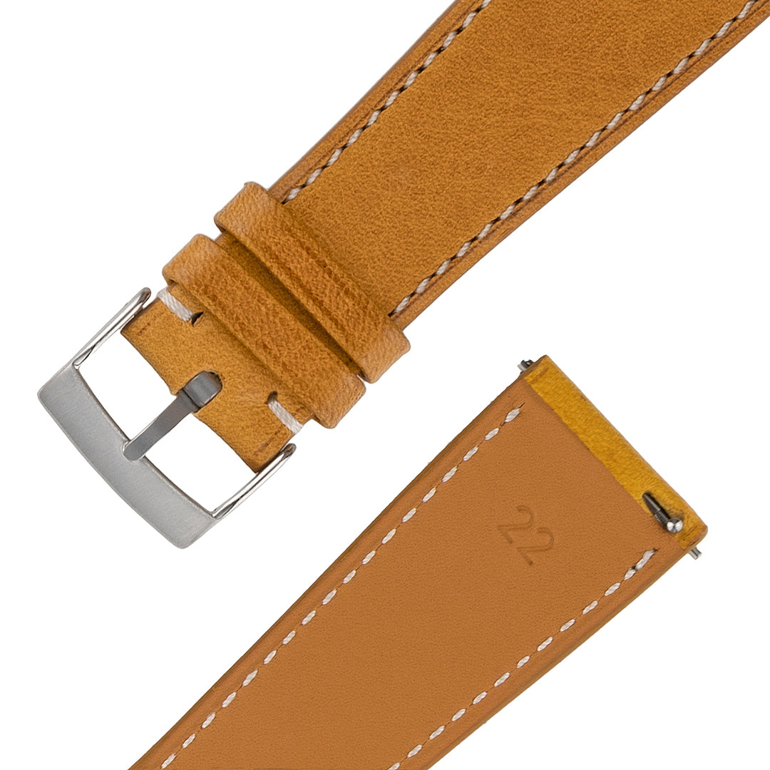 Vintage Leather Watch Strap Italian Badalassi Wax Golden Yellow