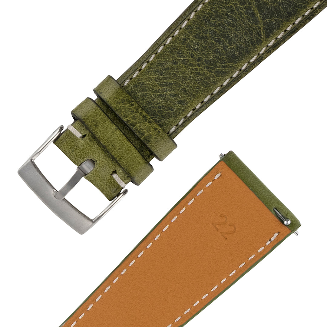 Vintage Leather Watch Strap Italian Badalassi Wax Green