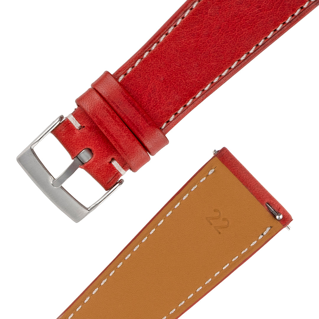 Vintage Leather Watch Strap Italian Badalassi Wax Red