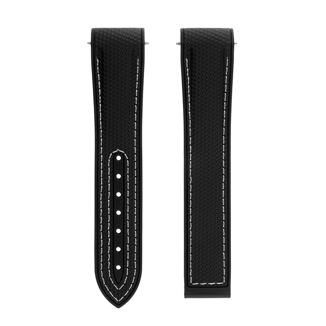 Omega Style Deployant Strap Rubber Cordura Black