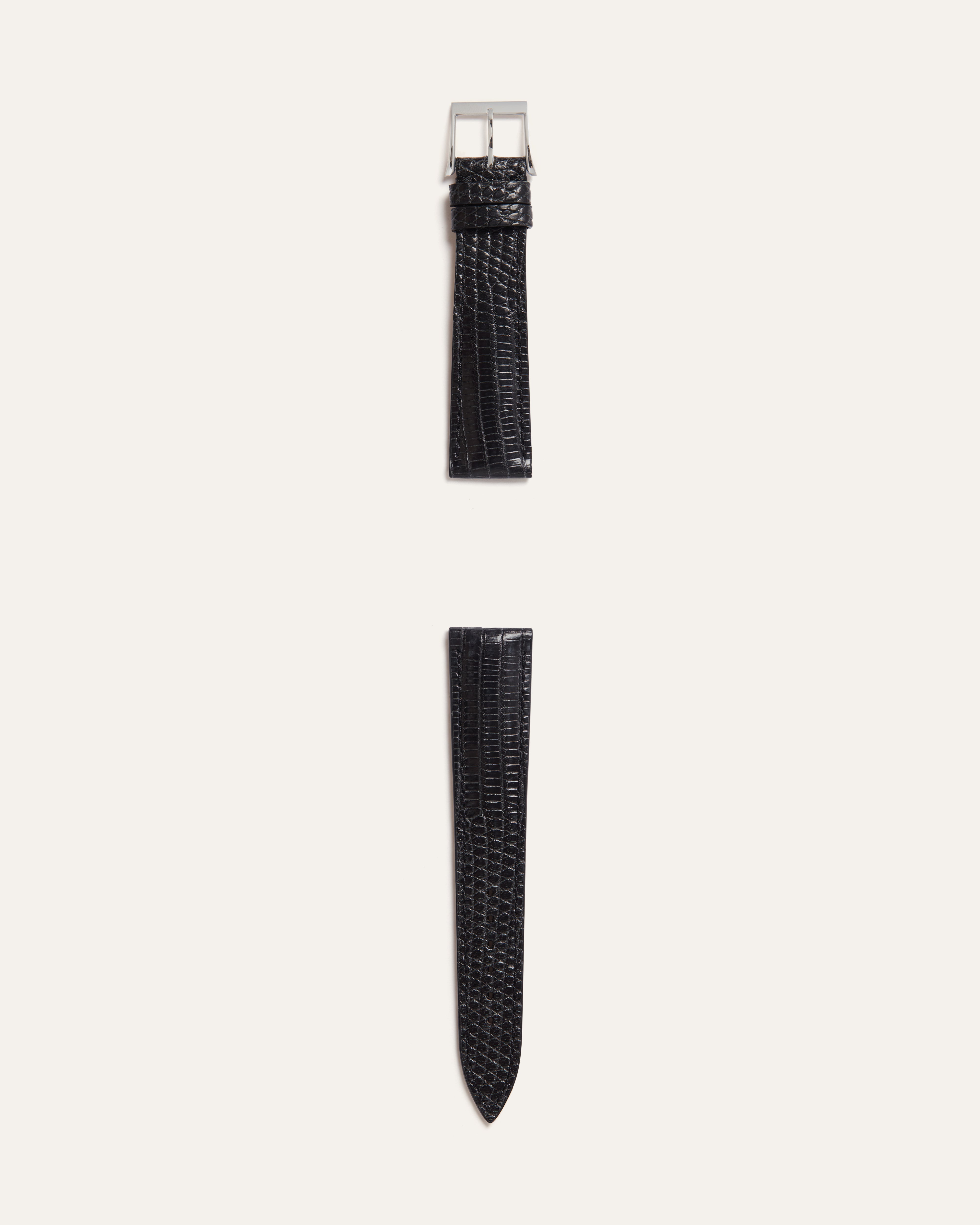 Lizard Classic Watch Strap in Shiny Jet Black