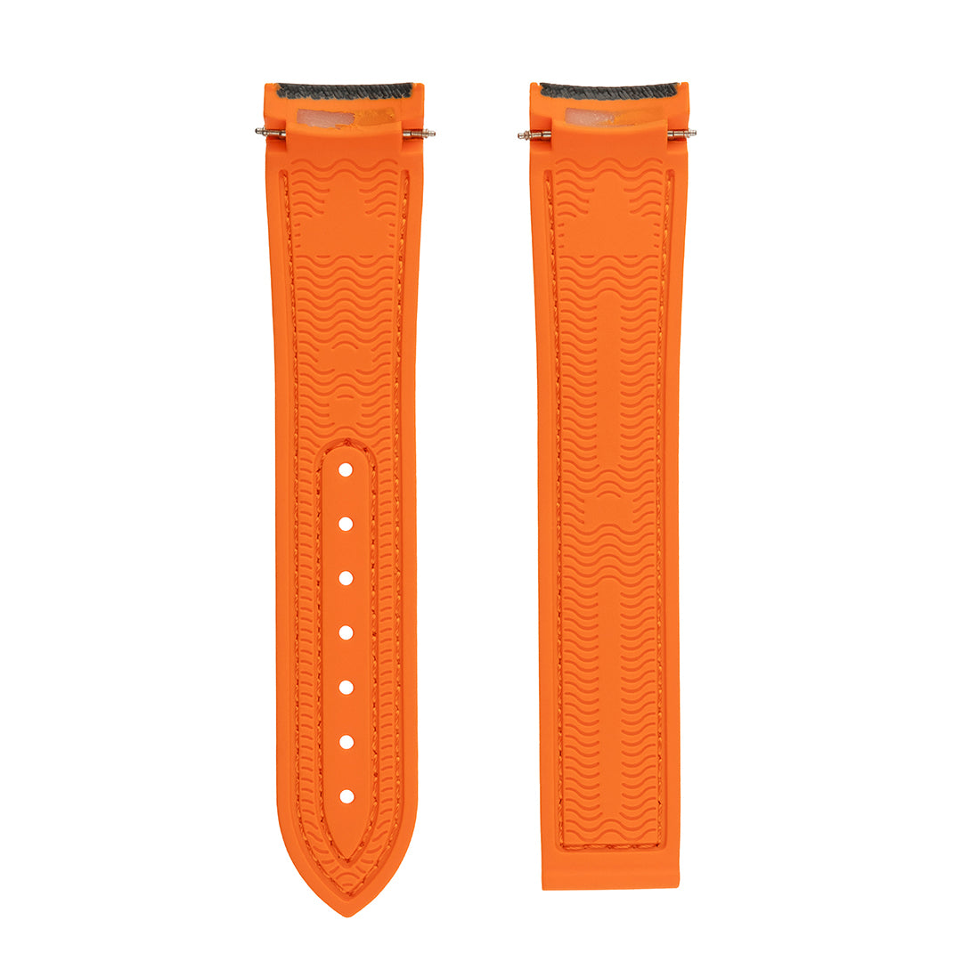 Bracelet déployant style Omega en caoutchouc Cordura noir orange