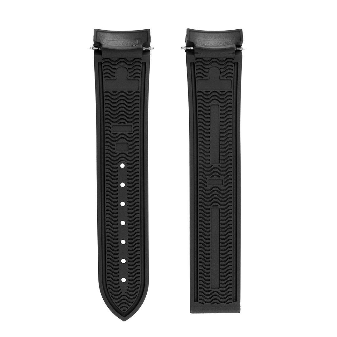 Omega Style Deployant Rubber Strap Black