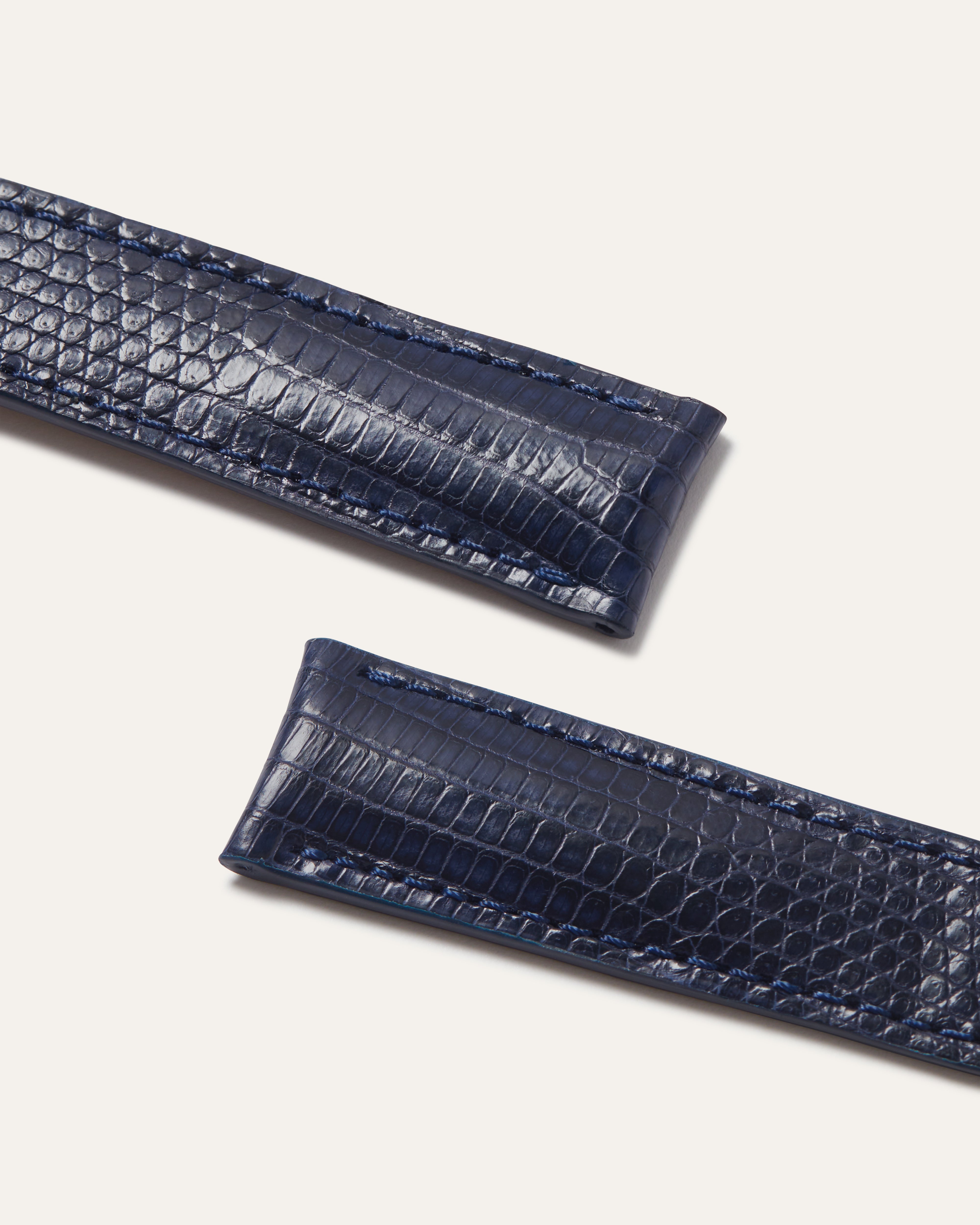 Lizard Classic Watch Strap in Shiny Midnight Blue