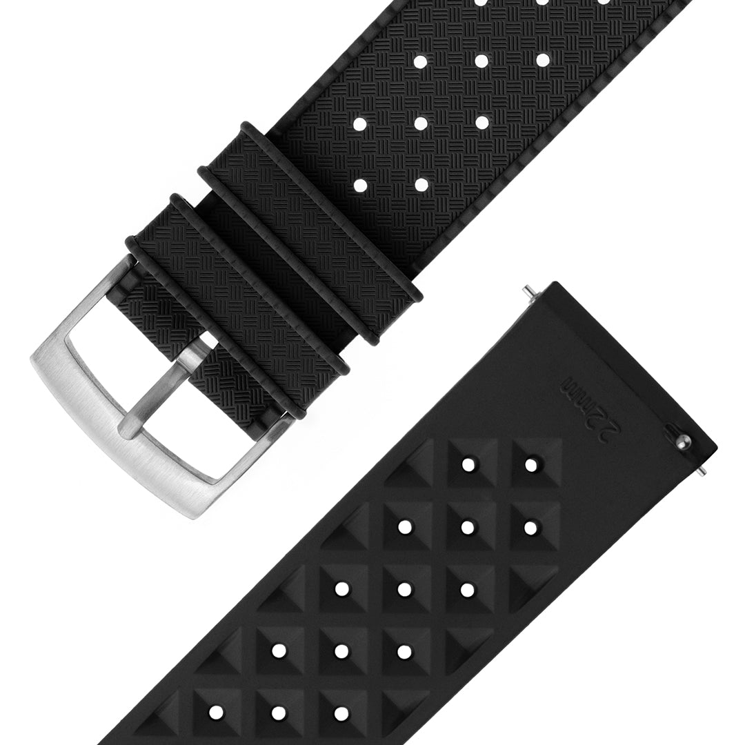 Uhrenarmband aus Kautschuk „Tropical“ in Schwarz