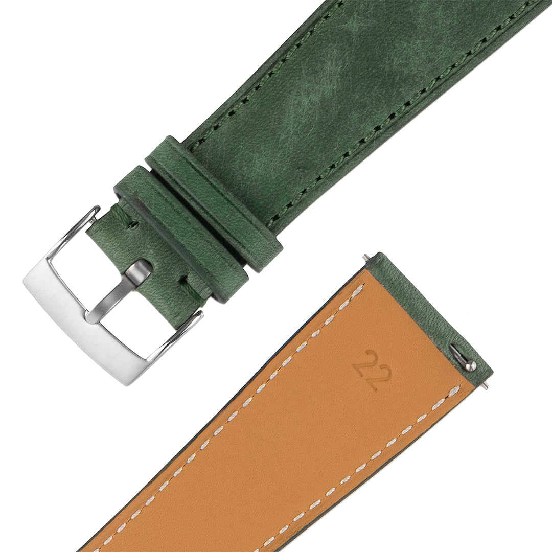 Italian Leather Watch Strap Olive Green