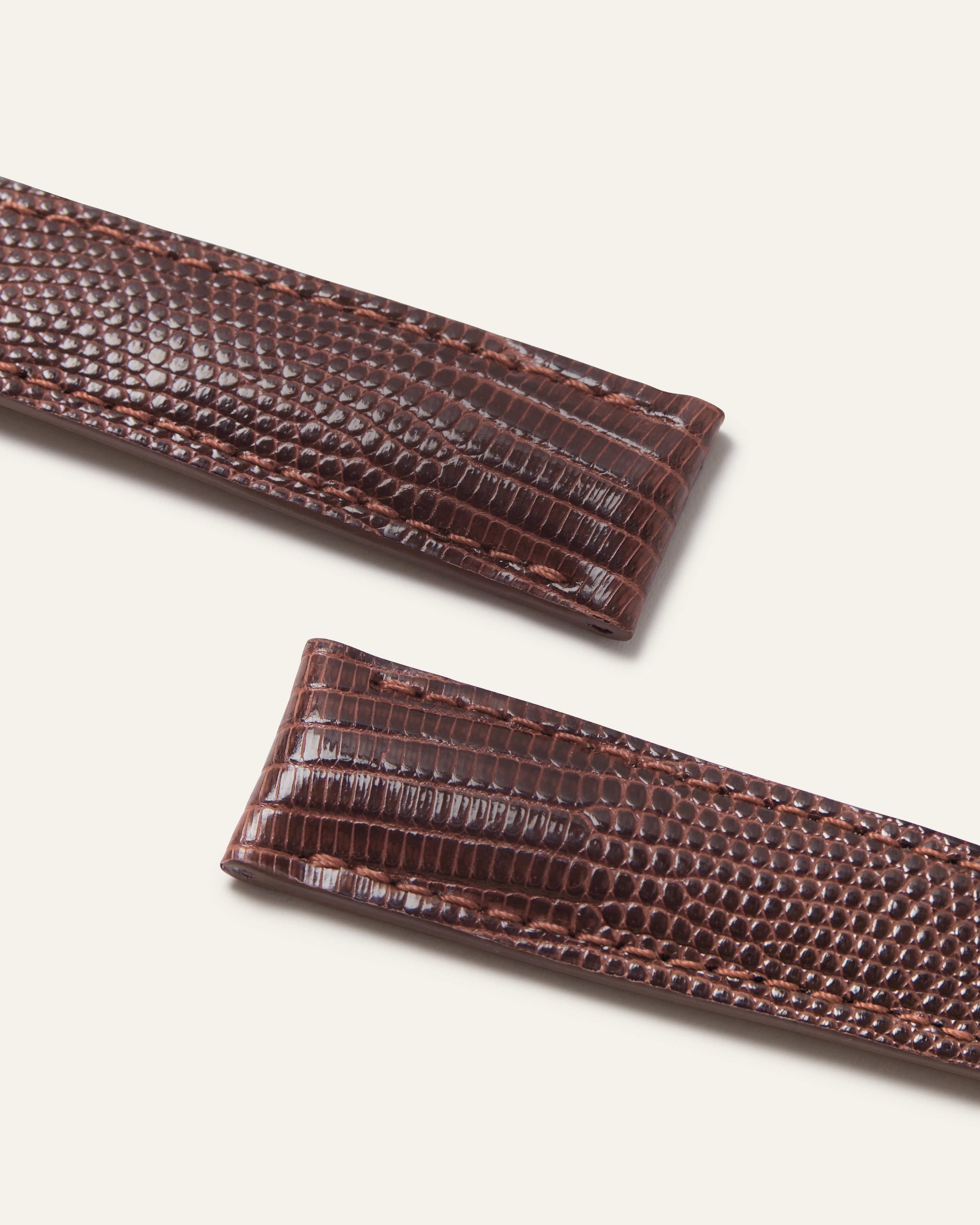 Lizard Classic Watch Strap in Shiny Bordeaux