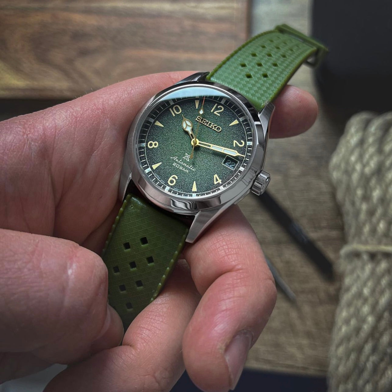 Tropical Rubber Watch Strap Army Green