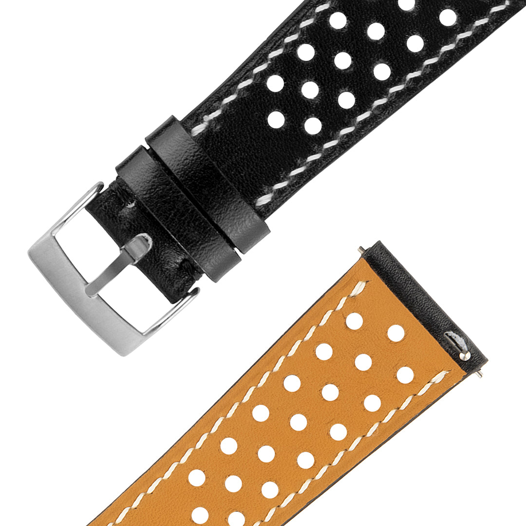 Rally Watch Strap Black Calfskin